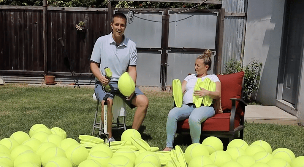 Man fills yard with 100 giant balls to celebrate his Boxer''s cancer-free victory