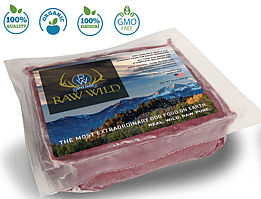 Raw Wild’s premium raw recipe which features elk and venison.