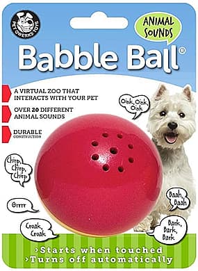 Pet Qwerks Animal Sounds Babble Ball Interactive Chew Toy