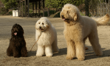 3 diferent sizes of Australian Labradoodle