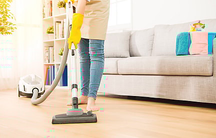 vacuuming house