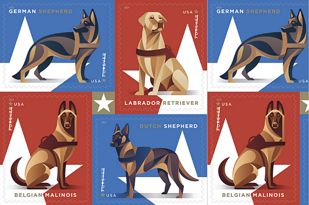 military working dogs usps stamps