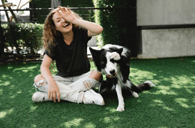 goofy Jasper with owner

