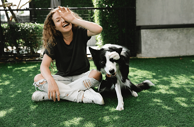 goofy Jasper with owner
