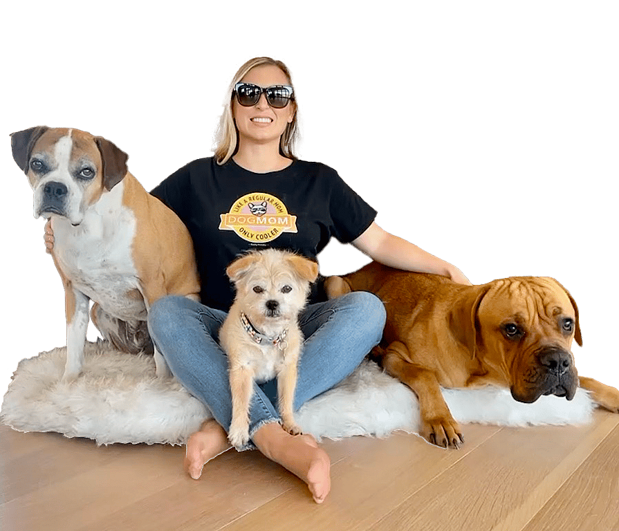 Kelly Kanaka with all 3 of our dogs