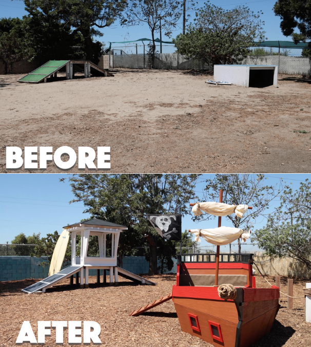 Before and after building the waterpark