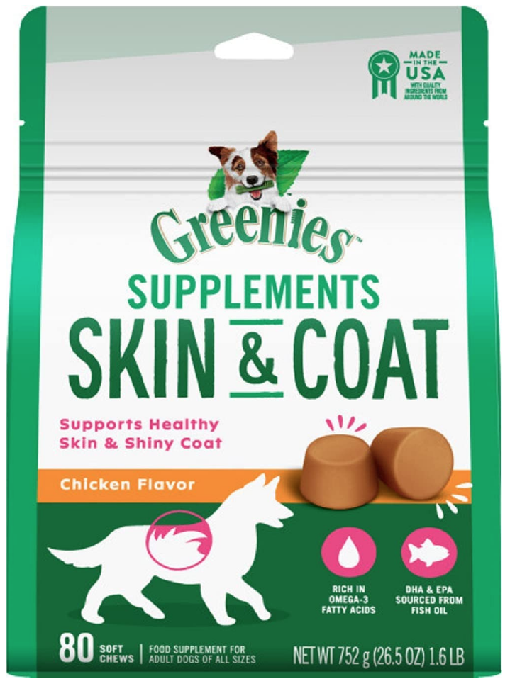 Best Dog Supplements for Skin & Coat Available on Amazon-Greenies Skin & Coat Chews 