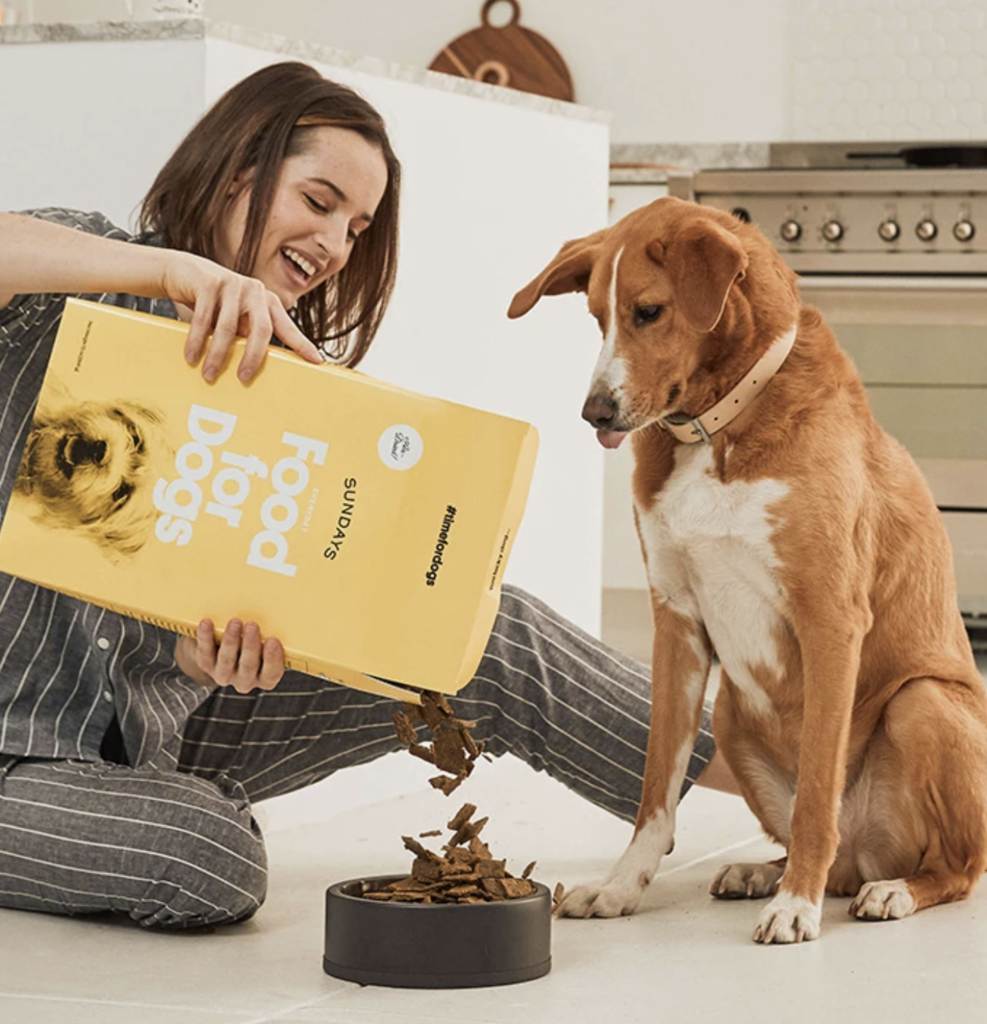 Sundays For dogs woman pouring into bowl