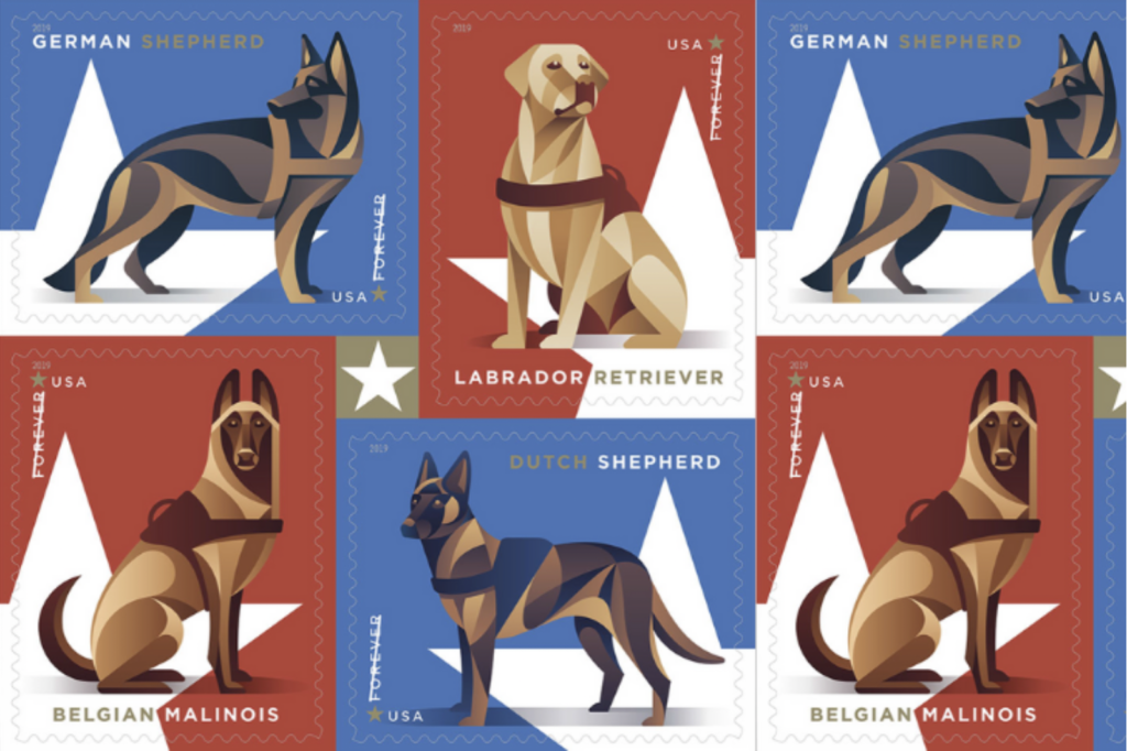 military working dogs usps stamps