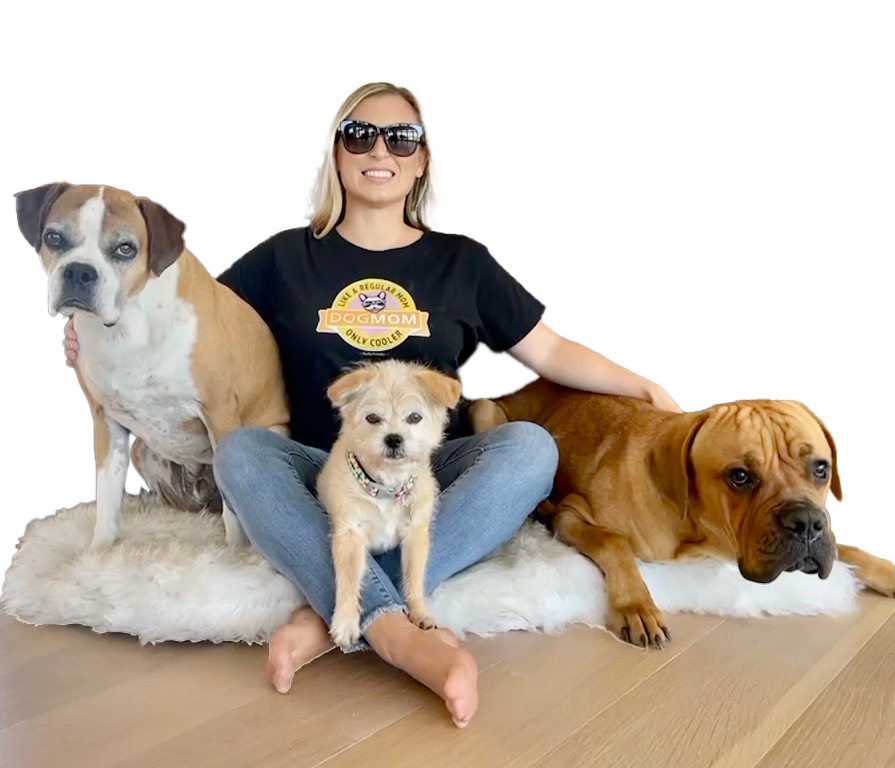 Kelly Kanaka with all 3 of our dogs